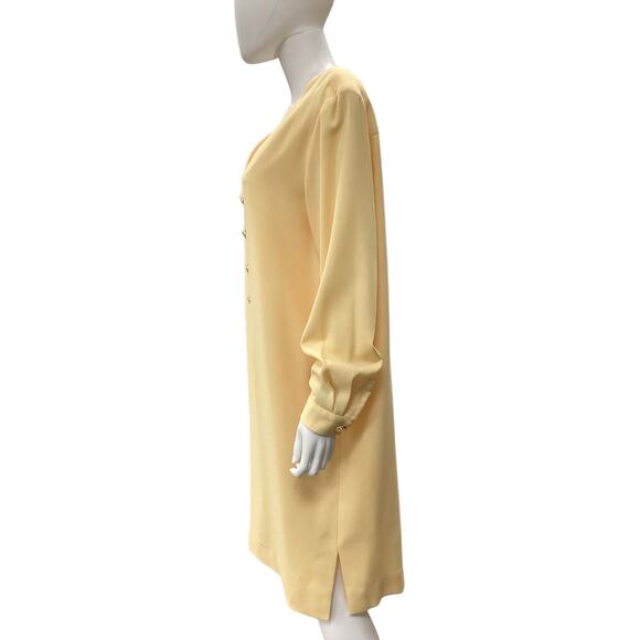VTG Sandra Ow-Wing For N.R.1 Dress Women’s SZ XL Dead Stock Gold Buttons Yellow - Picture 2 of 5
